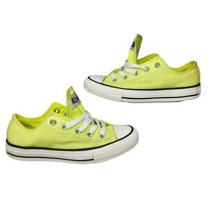 Converse All Star Shoes Womens 6 Neon Yellow Florescent Low Tops Skater Preppy